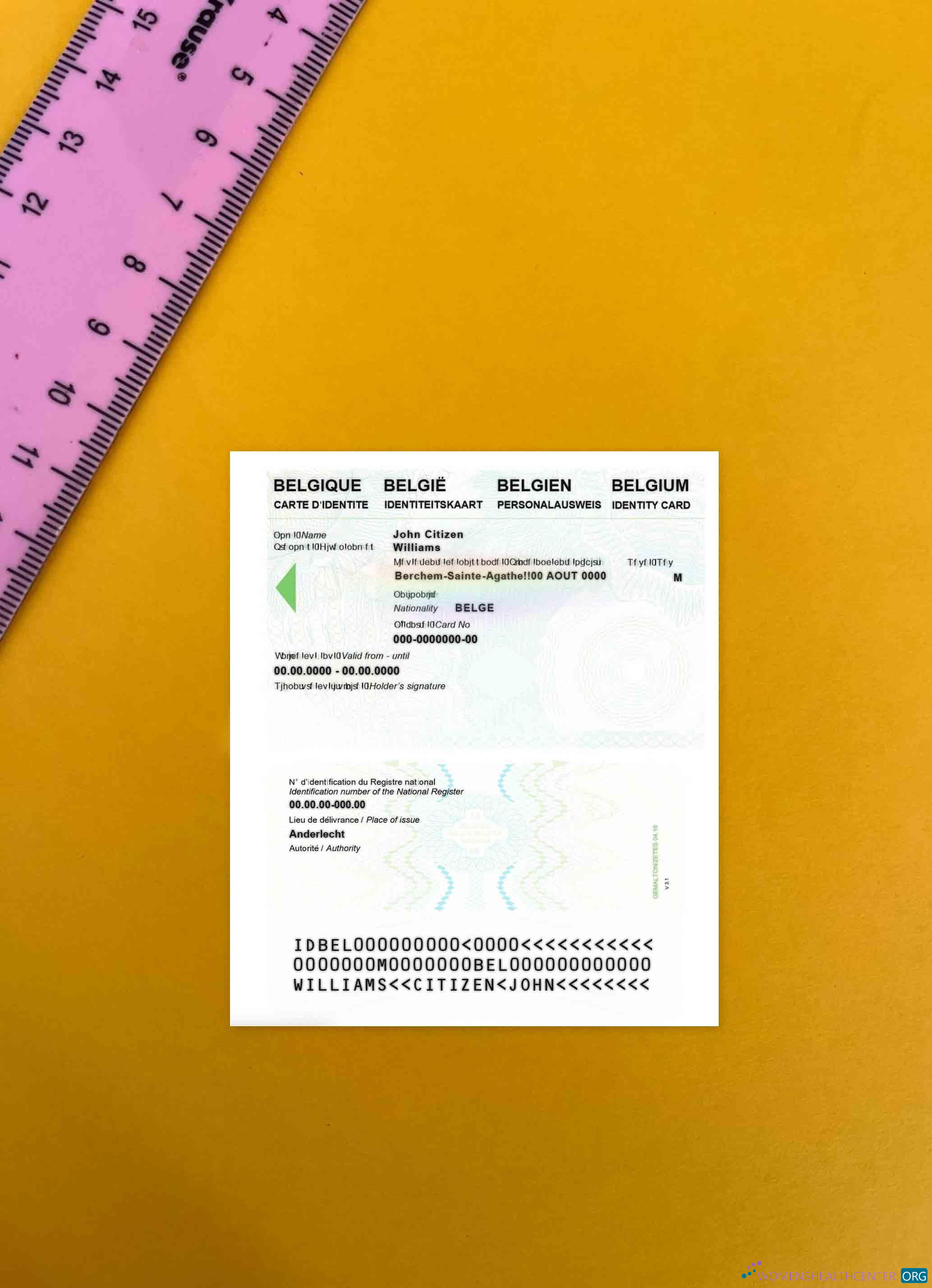 Download Belgium Identity card photolook Photoshop template